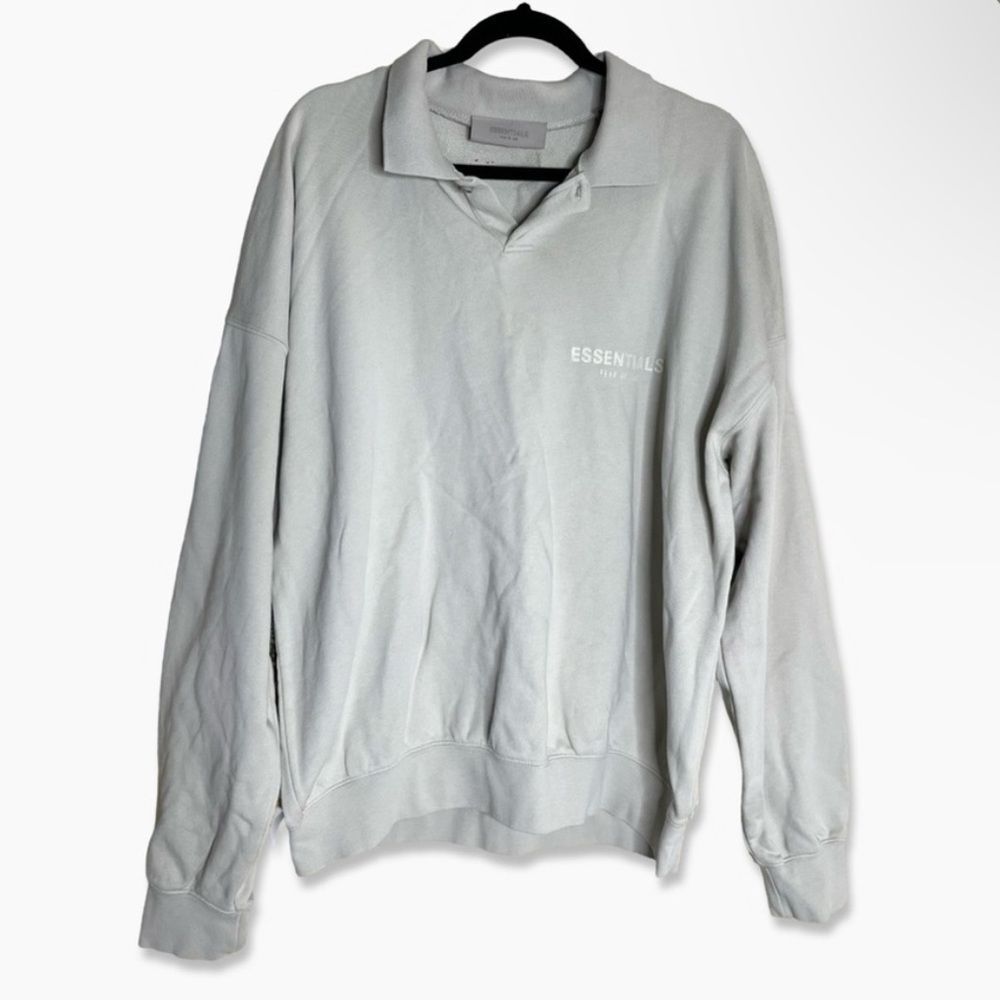 ESSENTIALS FEAR OF GOD Collared Sweatshirt Men's Medium Light Tan/Beige